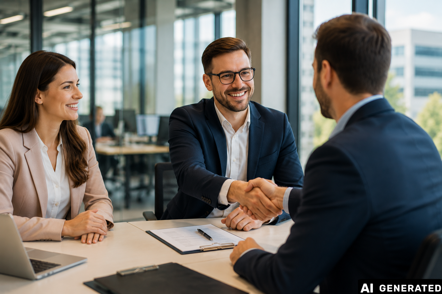 Geschäftsleute im Gespräch über eine Zusammenarbeit